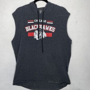 Calhoun NHL Chicago Blackhawks Sleeveless Hoodie T-Shirt Size XLarge Heathergray